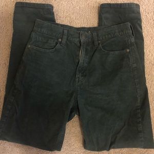 High-waisted green corduroy jeans!